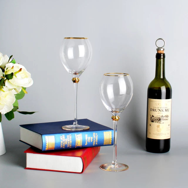 Set of 2 Premium Crystal Hand Blown Long Stem Glasses