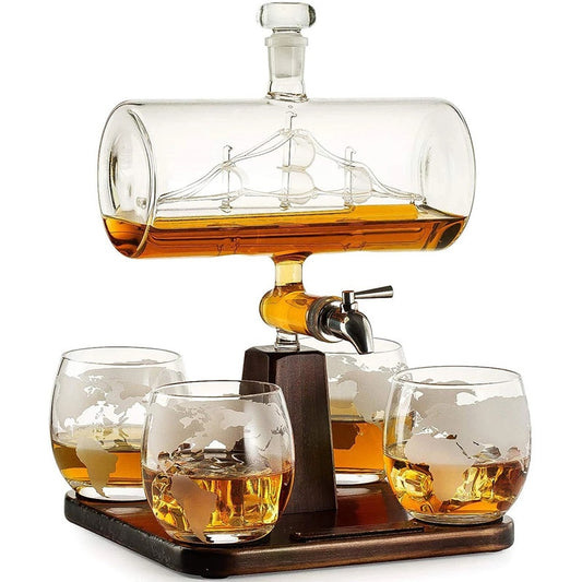 Antique Boat Decanter Set