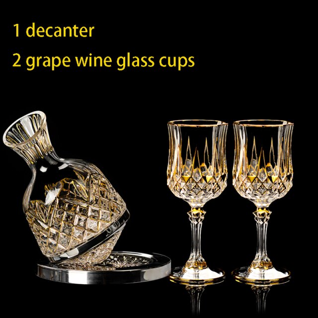 High End Luxury Gilded Decanter/Rotate Liquor Divider Bar Set in Gold