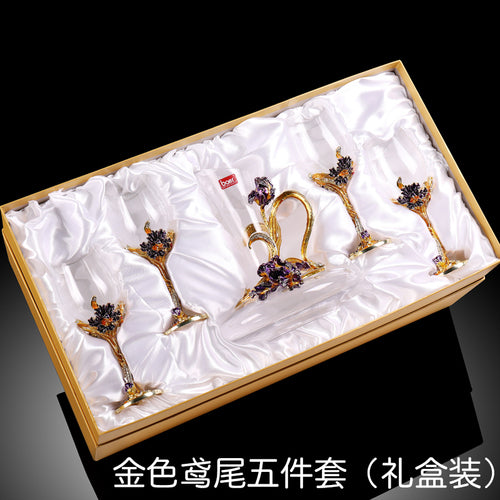 5pc Imperial Luxurious Decanter Enamel Glass Gift Box