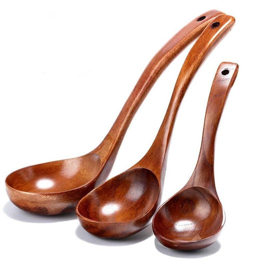 Long Handled Bamboo Wooden Soup Spoons