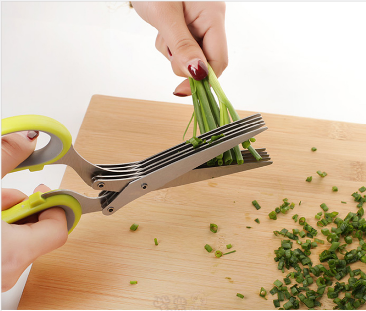 Kitchen Multi-layer Spice Green Onion Cutter, Five-layer Scissors