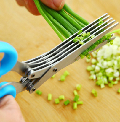 Kitchen Multi-layer Spice Green Onion Cutter, Five-layer Scissors