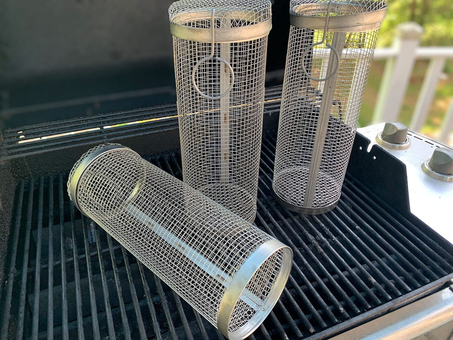 Rolling Grilling Basket for BBQ, Portable Outdoor Kitchen Gadgets