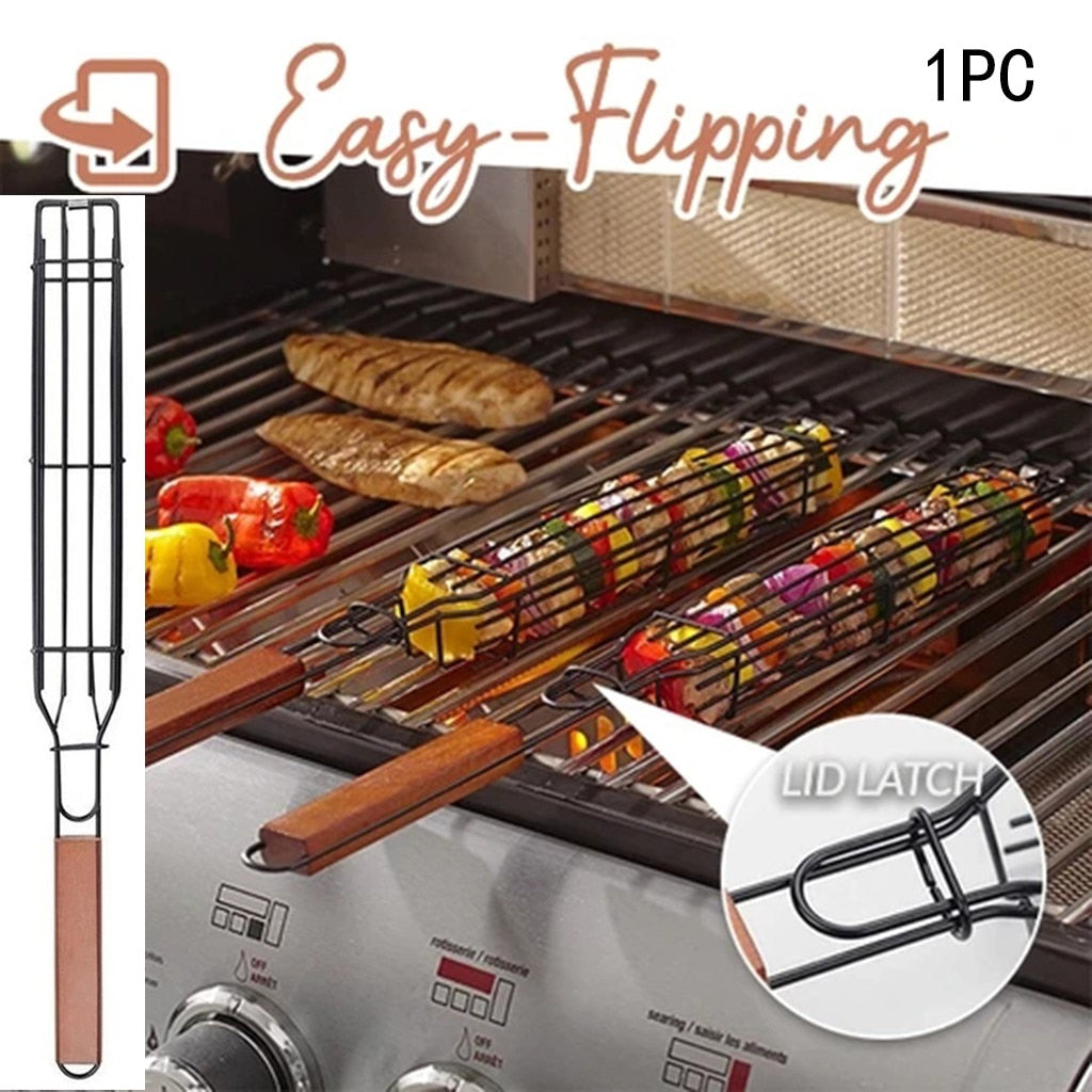 Portable BBQ Grilling Basket, Nonstick, Kitchen accessories