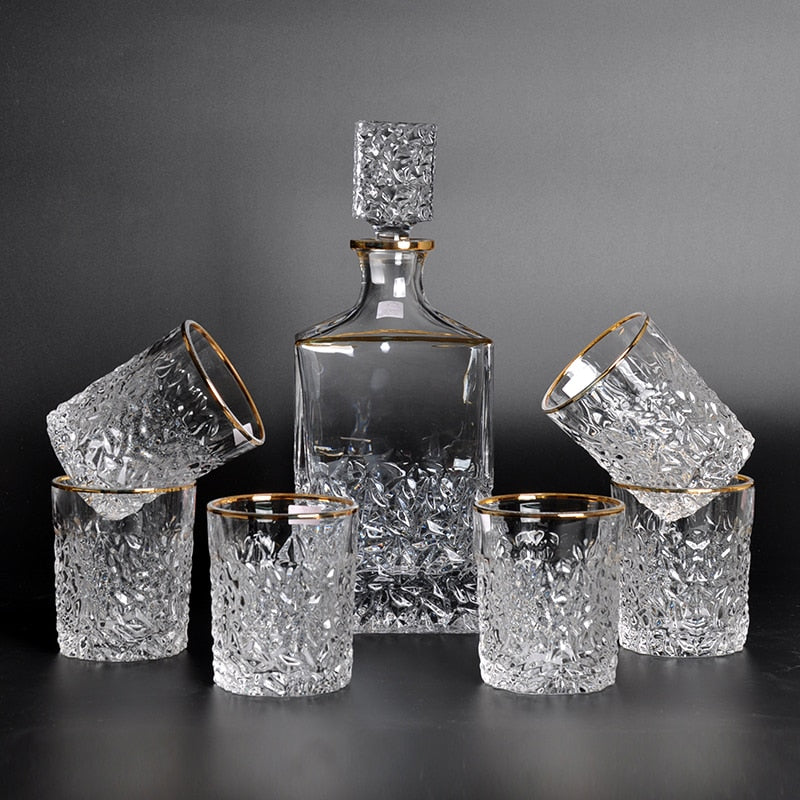 Premium quality 7pcs/set Luxury Gold rim Snifters