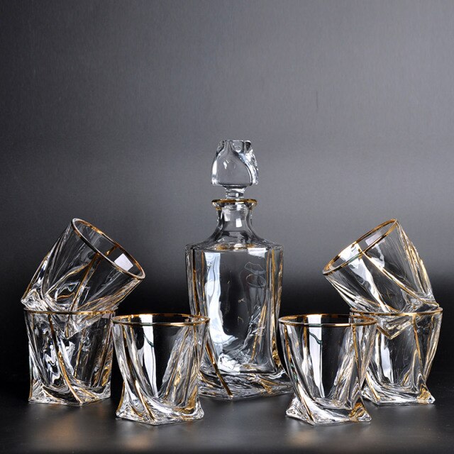 Premium quality 7pcs/set Luxury Gold rim Snifters