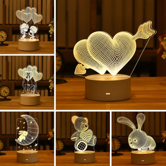 3D Lamp Acrylic LED Night Light Valentine's Day Gift