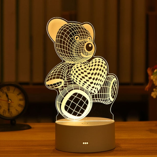 3D Lamp Acrylic LED Night Light Valentine's Day Gift