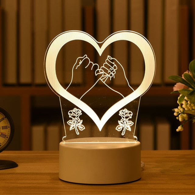 3D Lamp Acrylic LED Night Light Valentine's Day Gift
