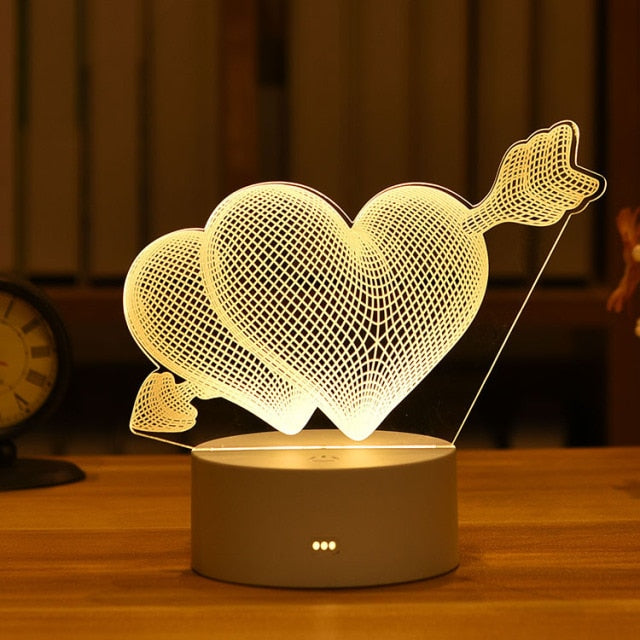 3D Lamp Acrylic LED Night Light Valentine's Day Gift