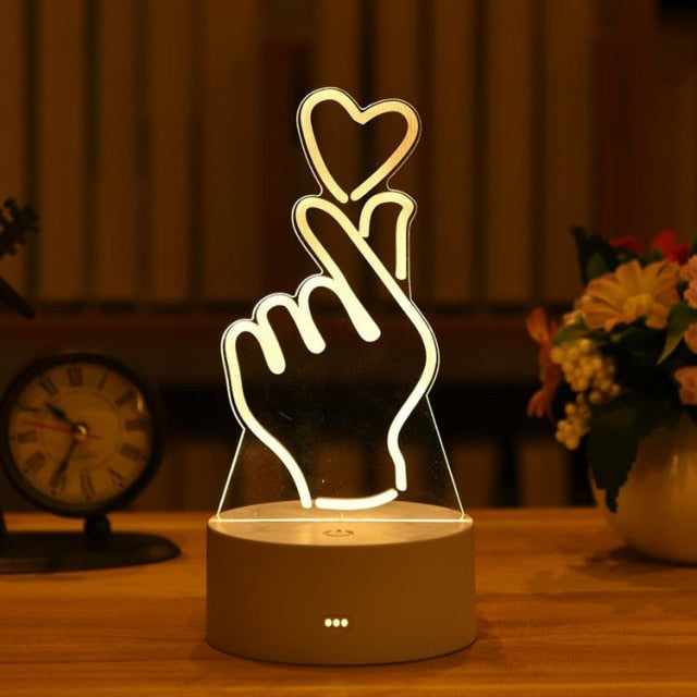 3D Lamp Acrylic LED Night Light Valentine's Day Gift