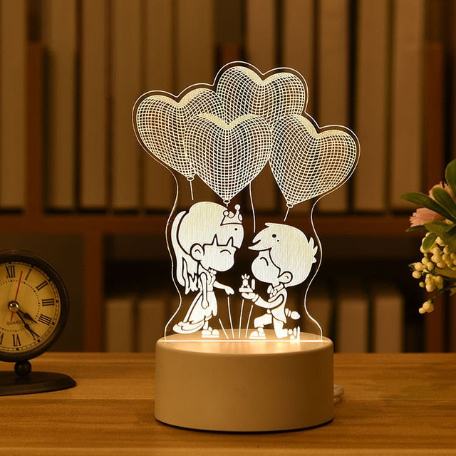 3D Lamp Acrylic LED Night Light Valentine's Day Gift