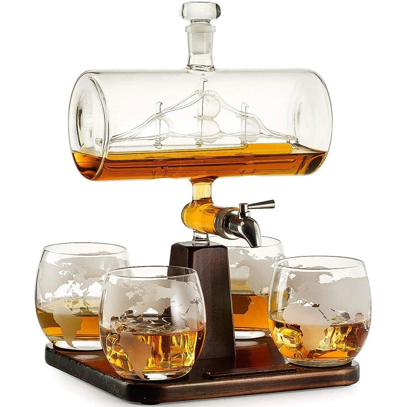 Antique Boat Decanter Set