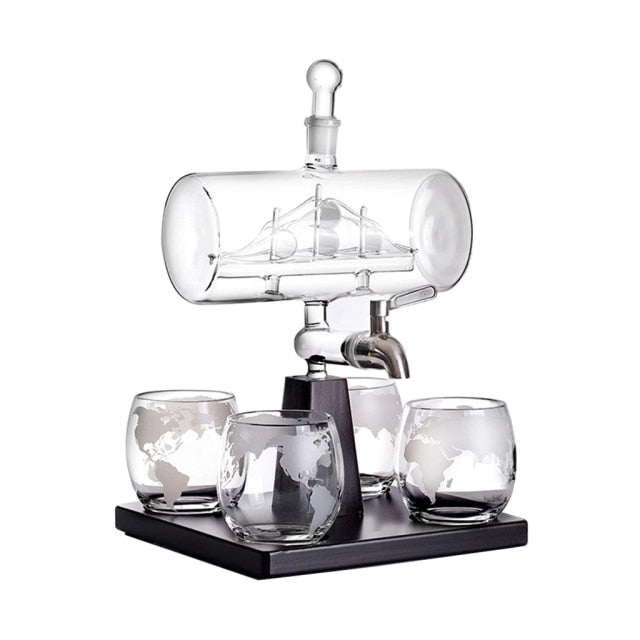 Antique Boat Decanter Set