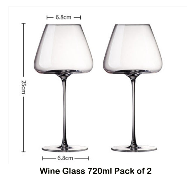 2PCS Large Cups Long Stem Hand Blown Glasses