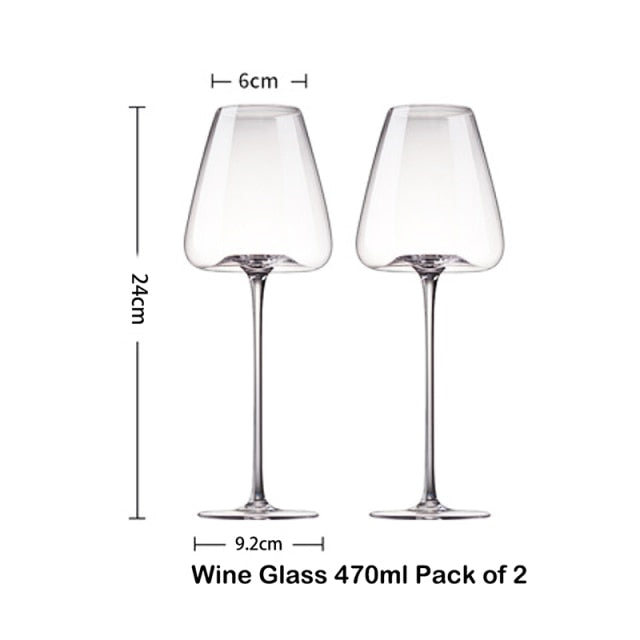 2PCS Large Cups Long Stem Hand Blown Glasses