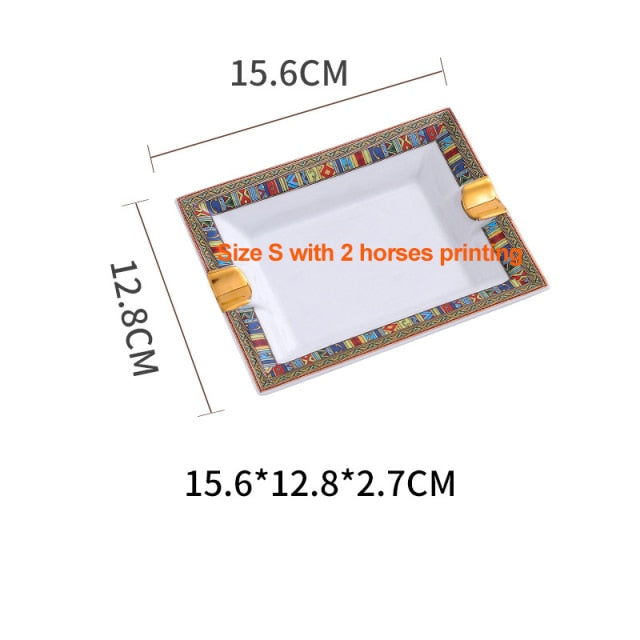 European Luxury Grid Pattern Ceramic Cigar Ashtray