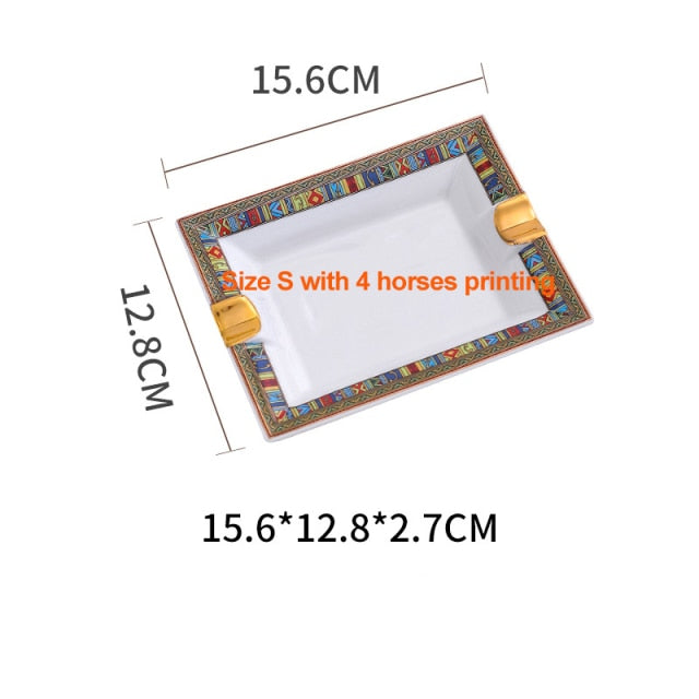 European Luxury Grid Pattern Ceramic Cigar Ashtray