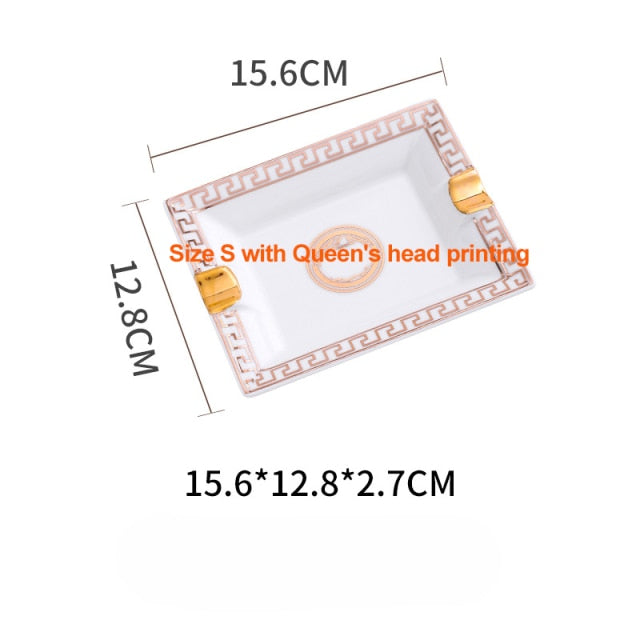 European Luxury Grid Pattern Ceramic Cigar Ashtray