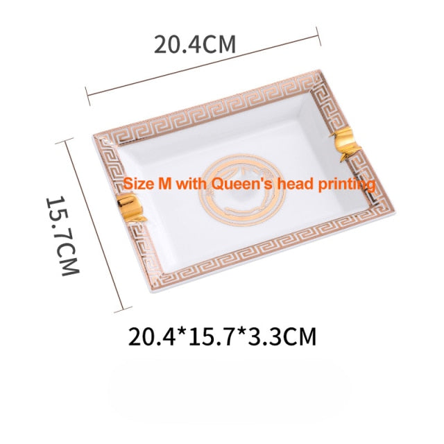 European Luxury Grid Pattern Ceramic Cigar Ashtray