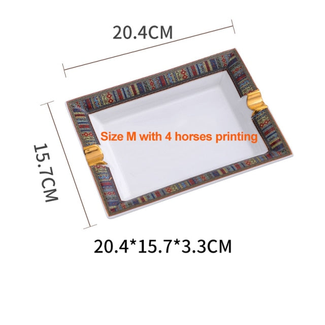 European Luxury Grid Pattern Ceramic Cigar Ashtray