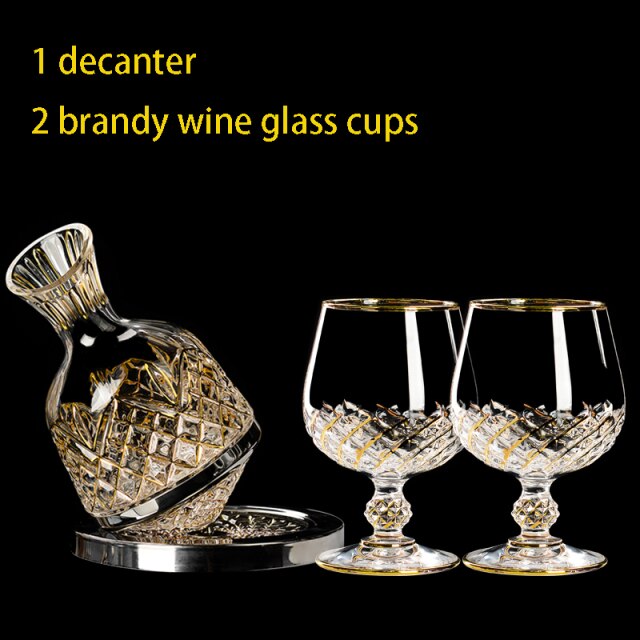 High End Luxury Gilded Decanter/Rotate Liquor Divider Bar Set in Gold