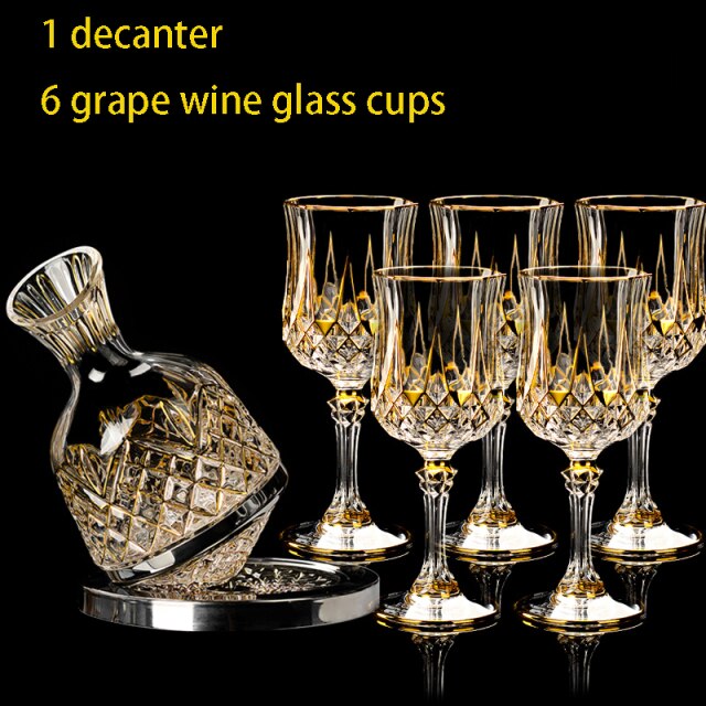 High End Luxury Gilded Decanter/Rotate Liquor Divider Bar Set in Gold
