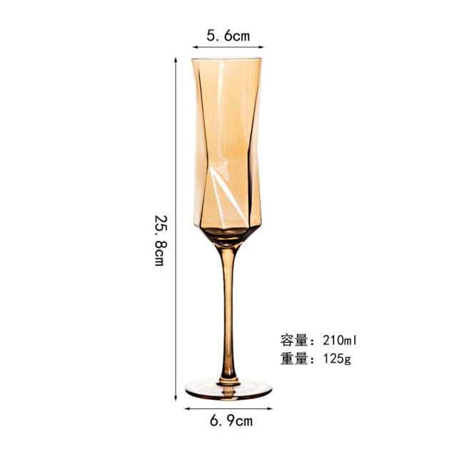 1pcs Luxury Amber Handmade Champagne Cocktail Goblets