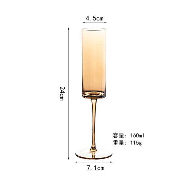 1pcs Luxury Amber Handmade Champagne Cocktail Goblets