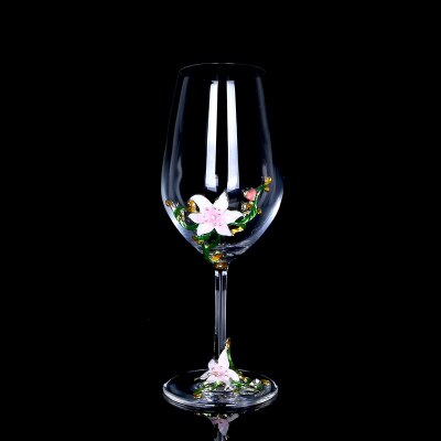 Enamel Lily Crystal Glass Decanter Set /Wedding Gift Set