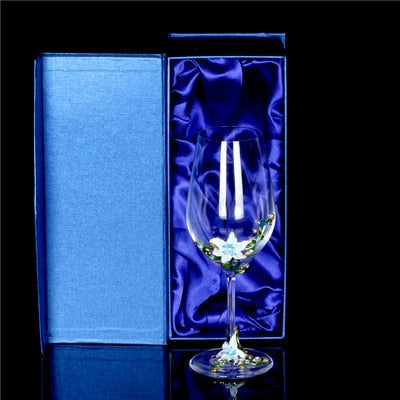 Enamel Lily Crystal Glass Decanter Set /Wedding Gift Set