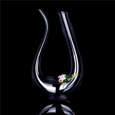 Enamel Lily Crystal Glass Decanter Set /Wedding Gift Set