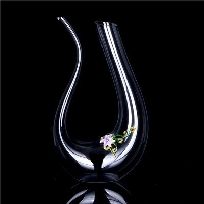 Enamel Lily Crystal Glass Decanter Set /Wedding Gift Set